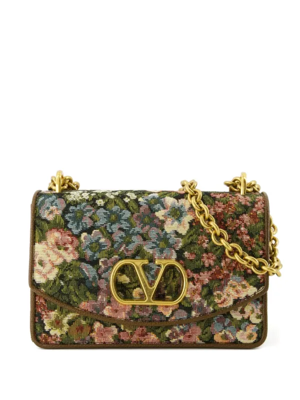 Valentino Garavani Vain Floral Appliqué Shoulder Bag | Green