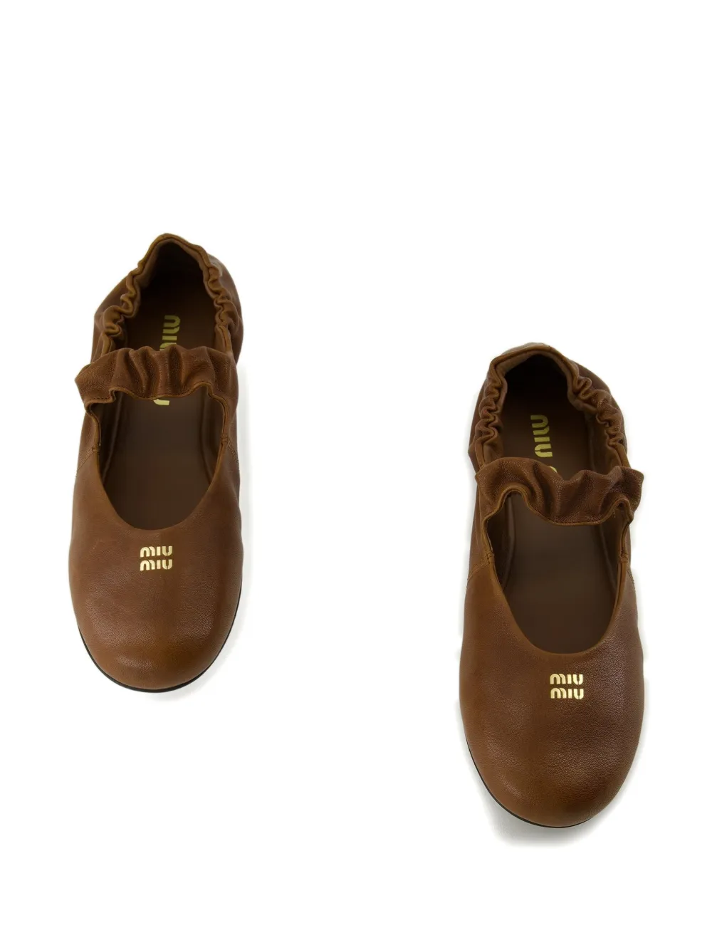 Miu ruched leather ballet flats Bruin