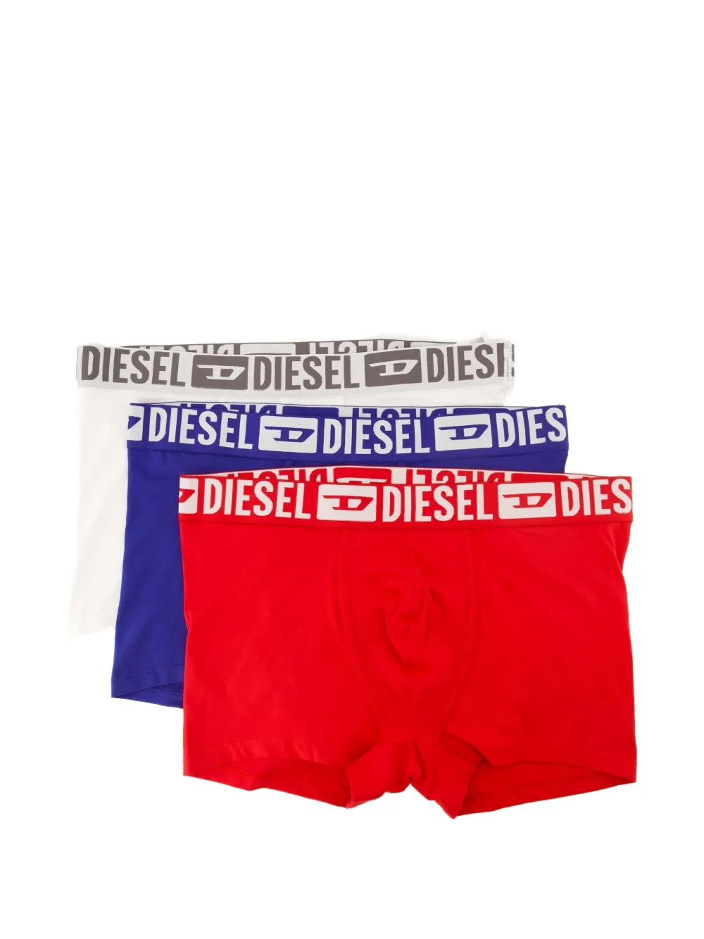 Diesel logo elastic cotton boxers set of three - Bianco