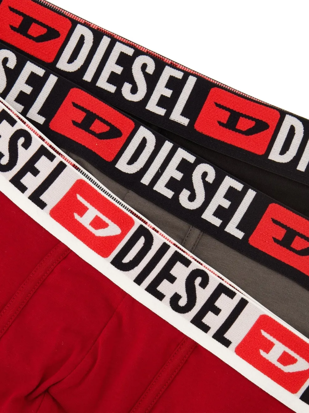 Diesel Drie boxershorts met all-over logo Rood