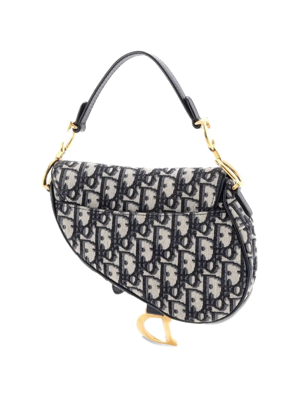  Christian Dior Pre-owned Saddle Handbag Oblique Canvas Mini Shoulder Bag - Blue 