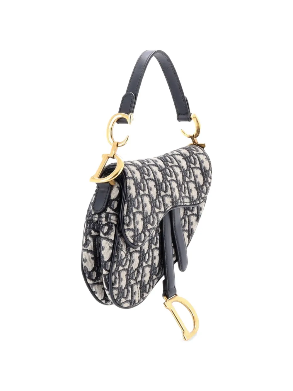  Christian Dior Pre-owned Saddle Handbag Oblique Canvas Mini Shoulder Bag - Blue 