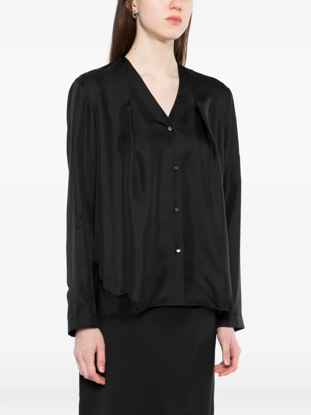  Less Silk V-neck Shirt - Black 