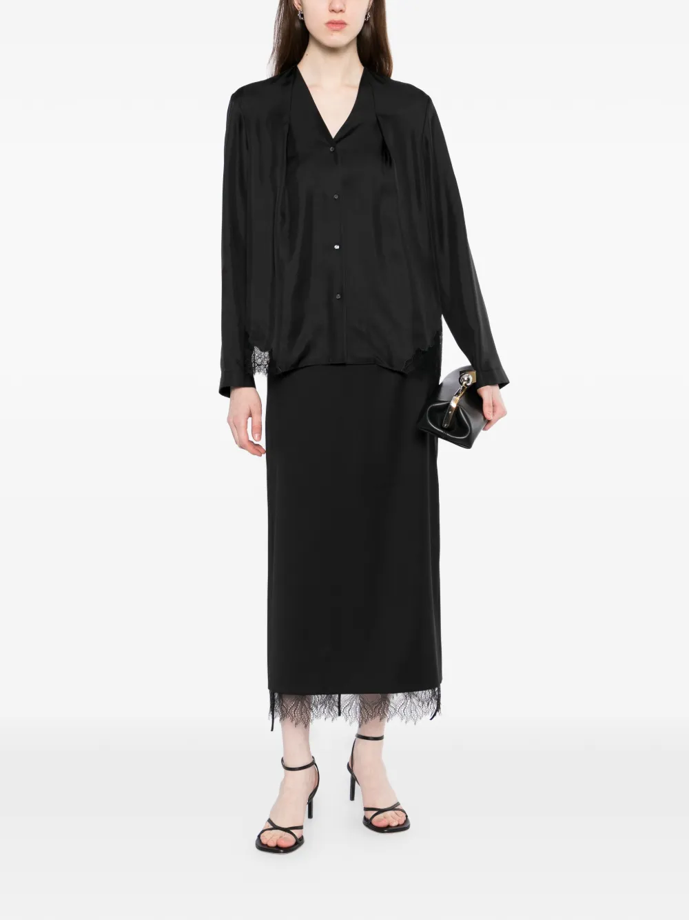  Less Silk V-neck Shirt - Black 