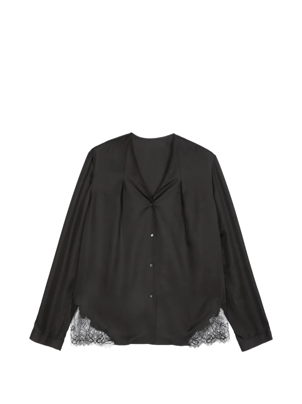LESS silk V-neck shirt - Schwarz