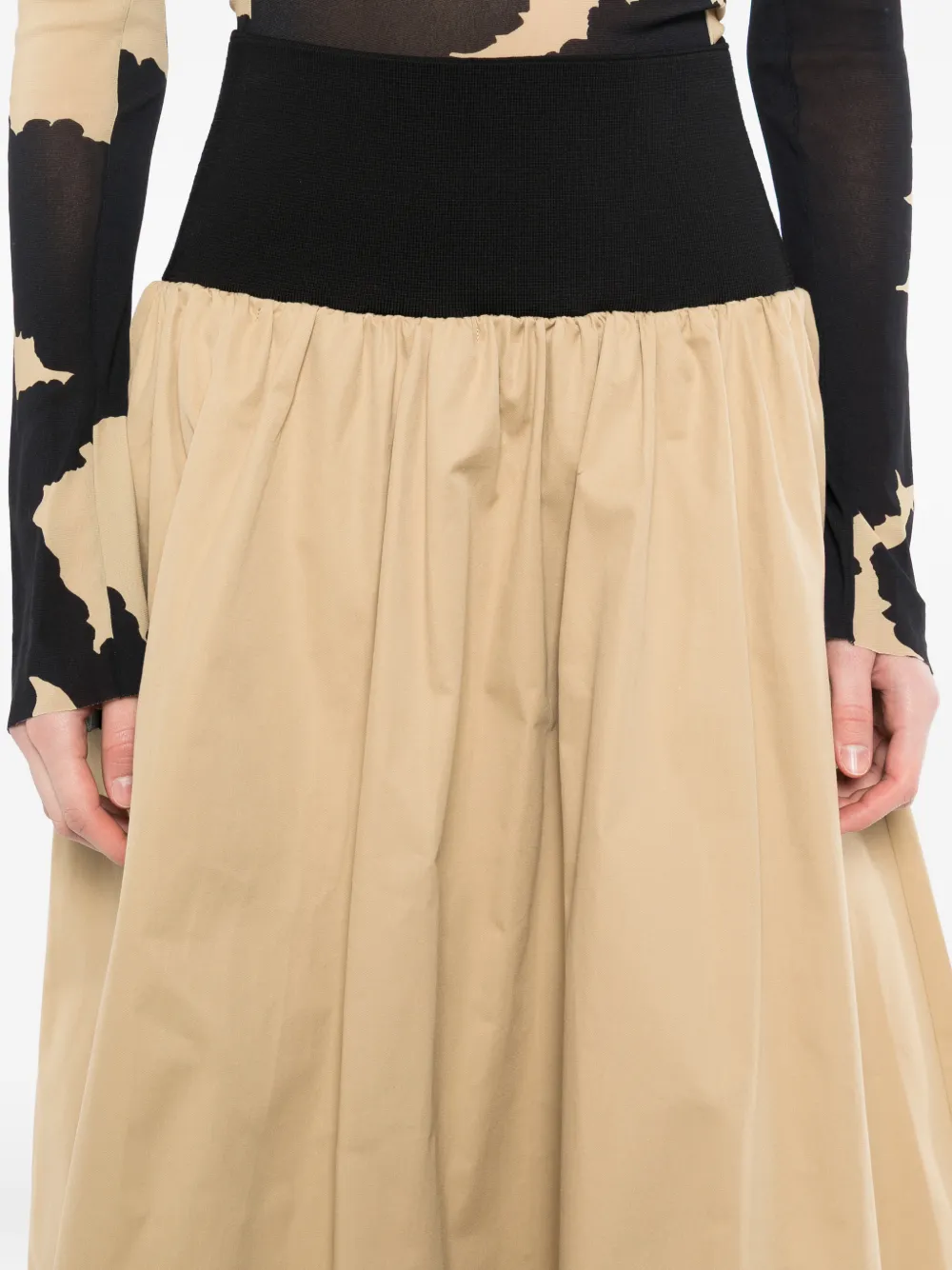 LESS Maxi-rok met A-lijn en patchwork Beige