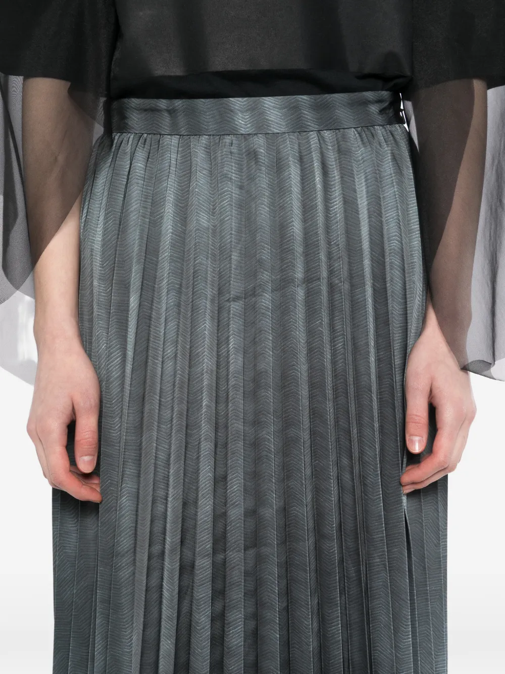 Patterned Pleated Midi Skirt