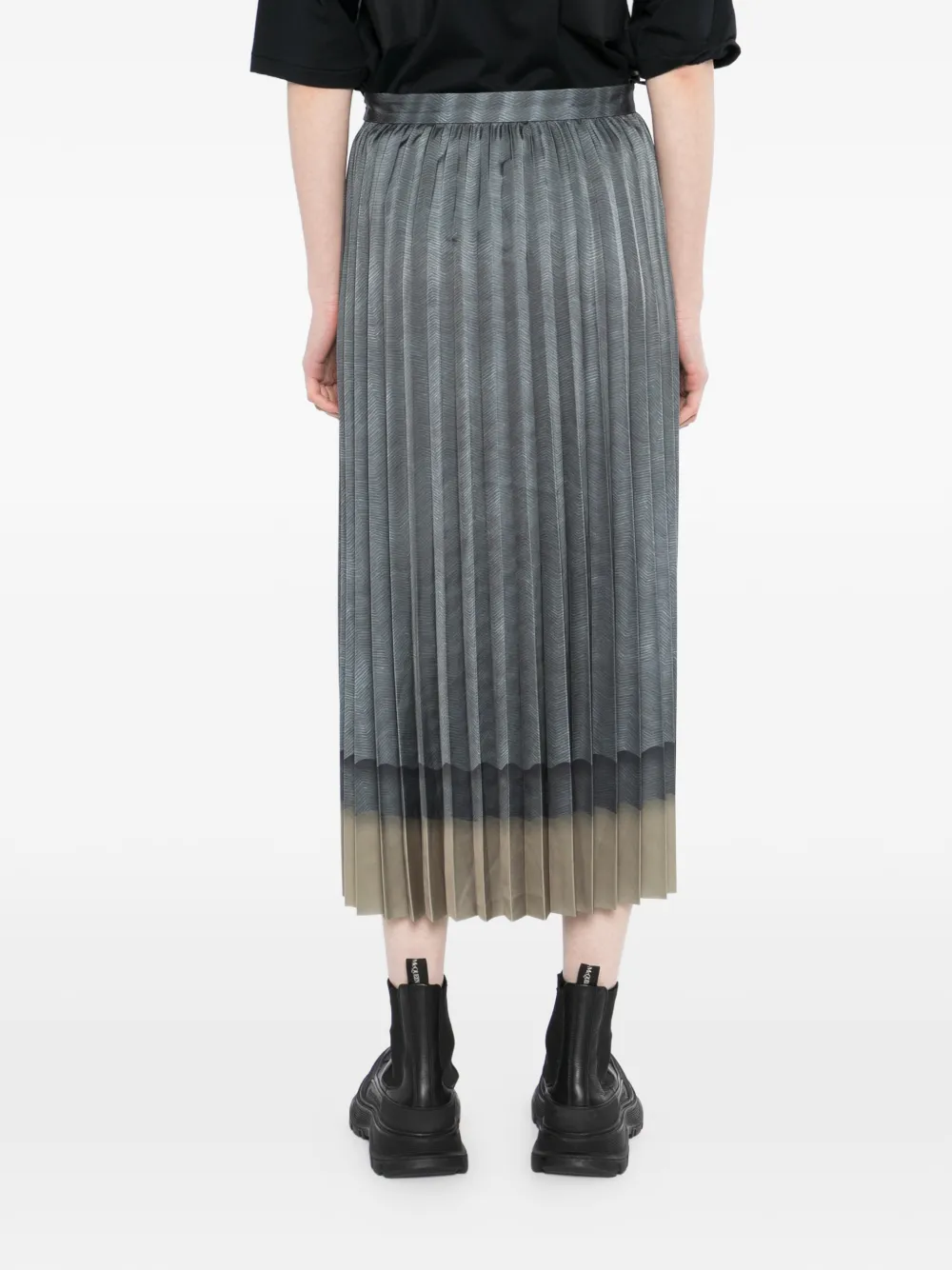 Patterned Pleated Midi Skirt