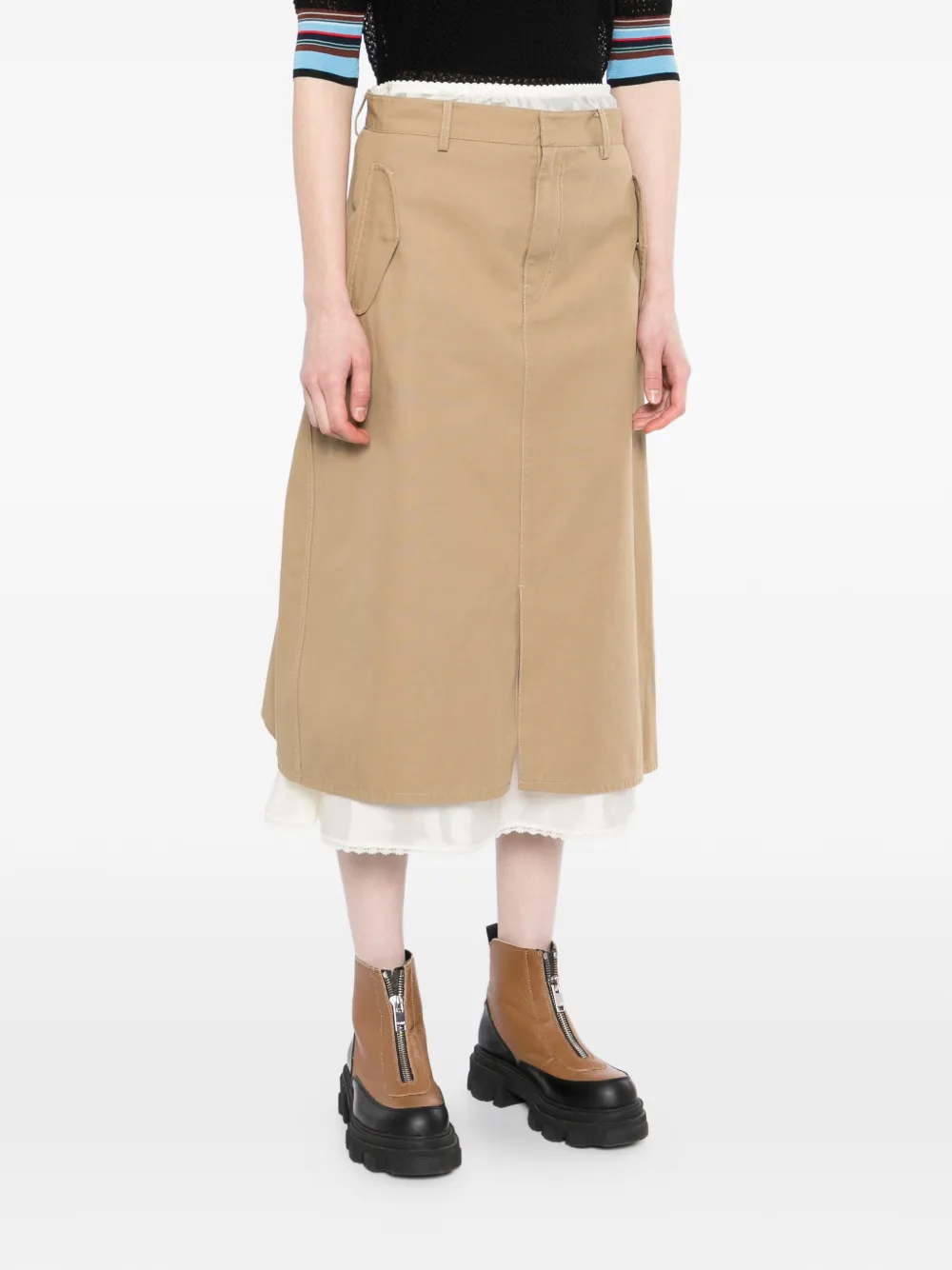  Jnby Layered Midi Skirt - Neutrals 