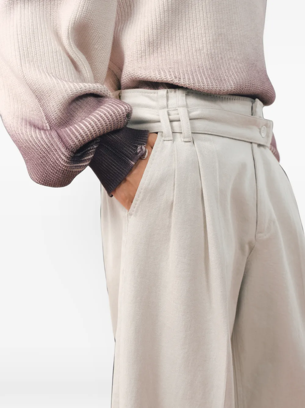 CROQUIS Jeans met wijde pijpen Beige