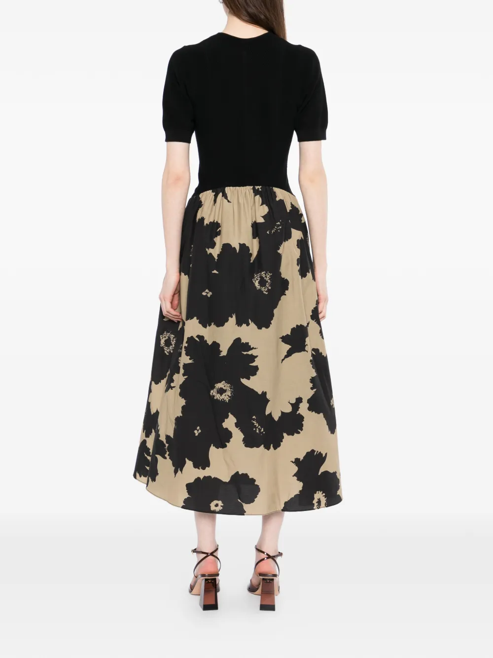 LESS Jurk met bloemenprint Zwart