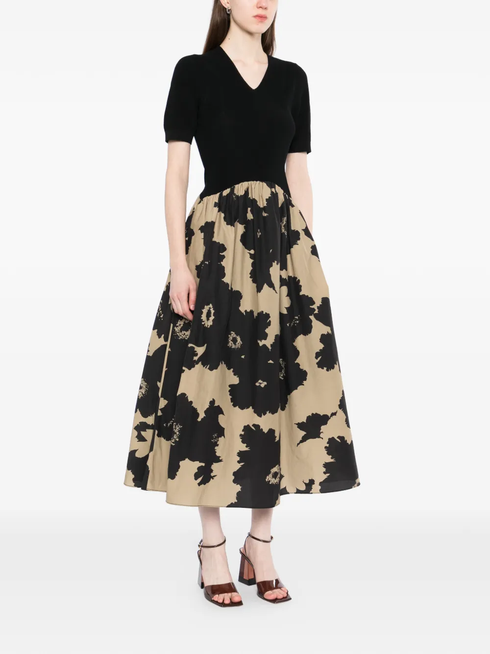 LESS Jurk met bloemenprint Zwart