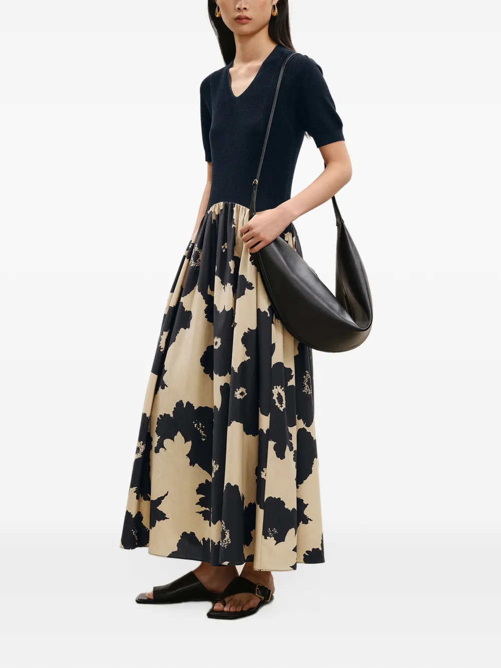 LESS floral-print dress - Schwarz
