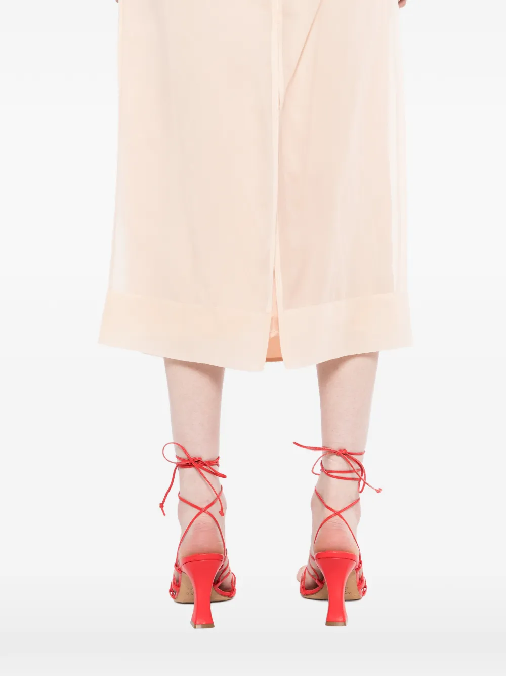 LESS Zijden midi-rok Beige