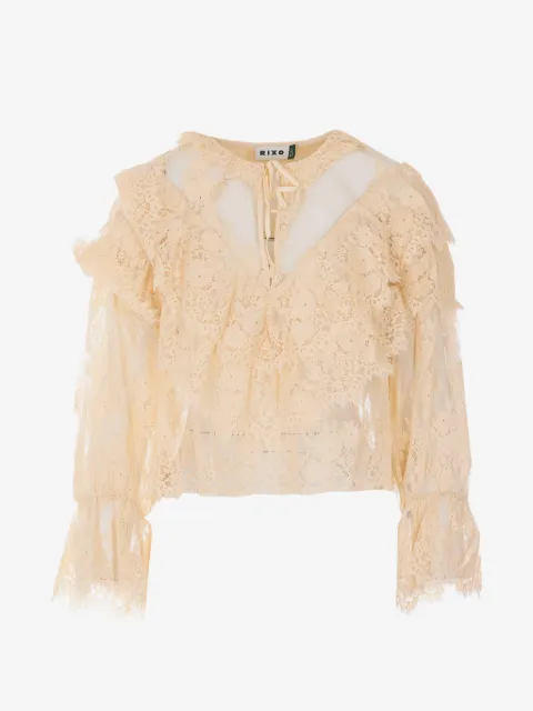 Rixo lace ruffled blouse