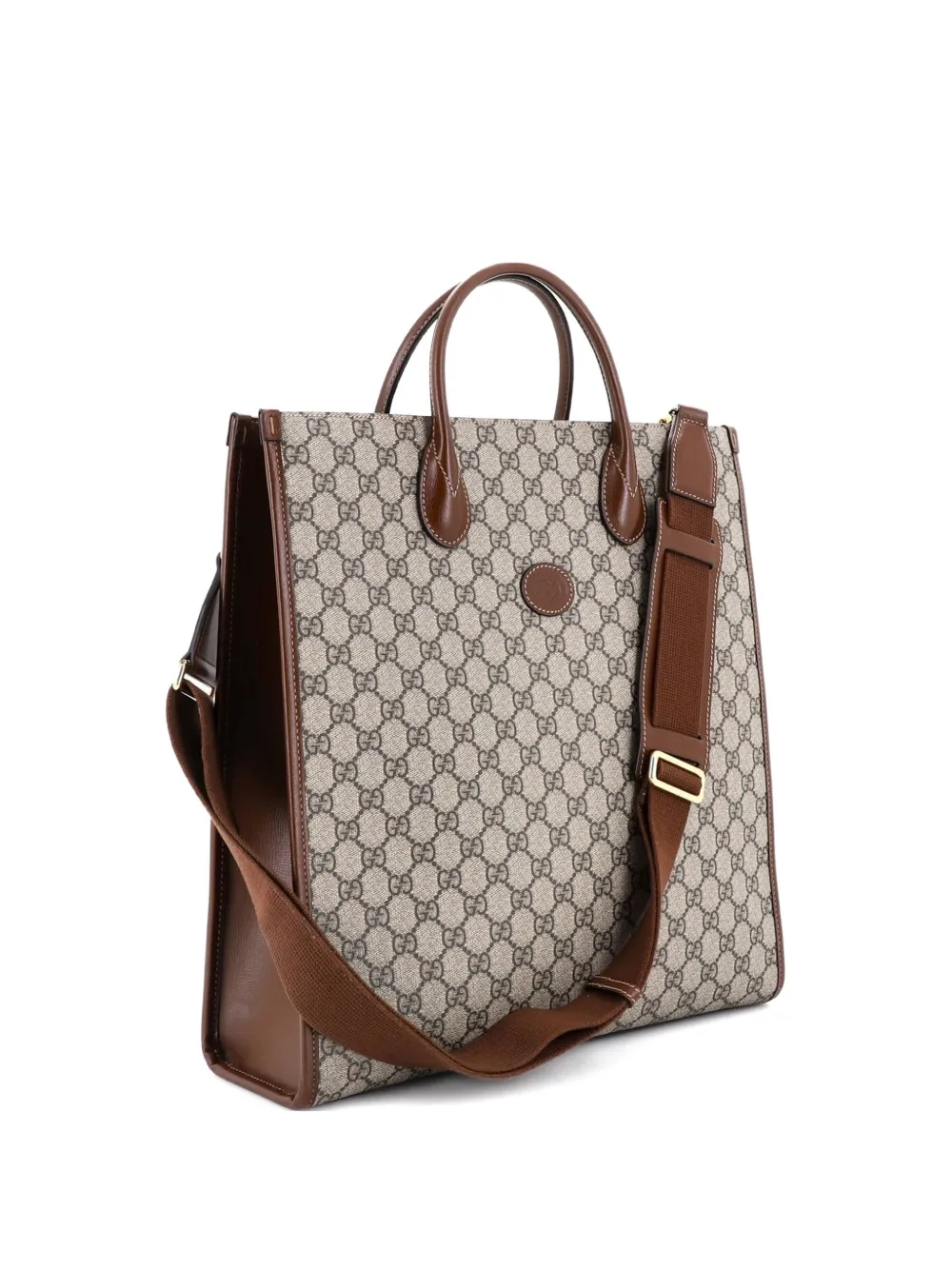 Gucci Pre-Owned Borsa tote verticale media in tela cerata GG con manico - Marrone