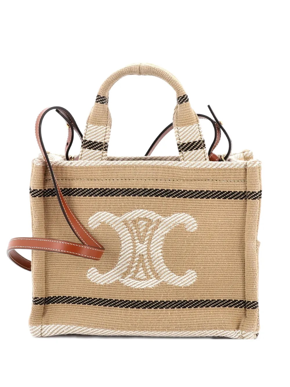 Celine Pre-Owned Cabas Thais Striped Jacquard Textile Small tote bag - Toni neutri