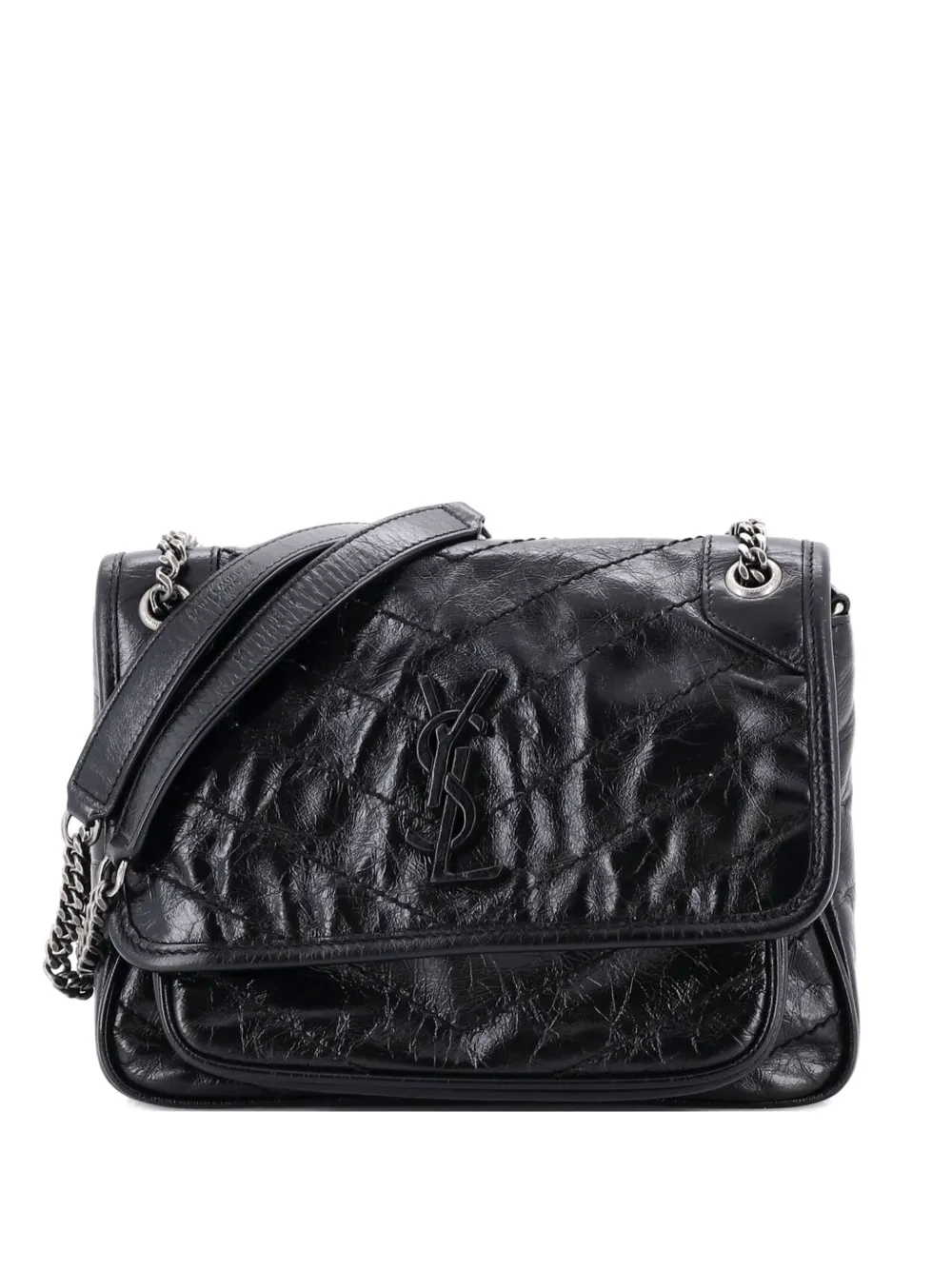 Saint Laurent Pre-Owned Niki Chain Flap Bag Matelasse Chevron Leather Baby shoulder bag - Nero