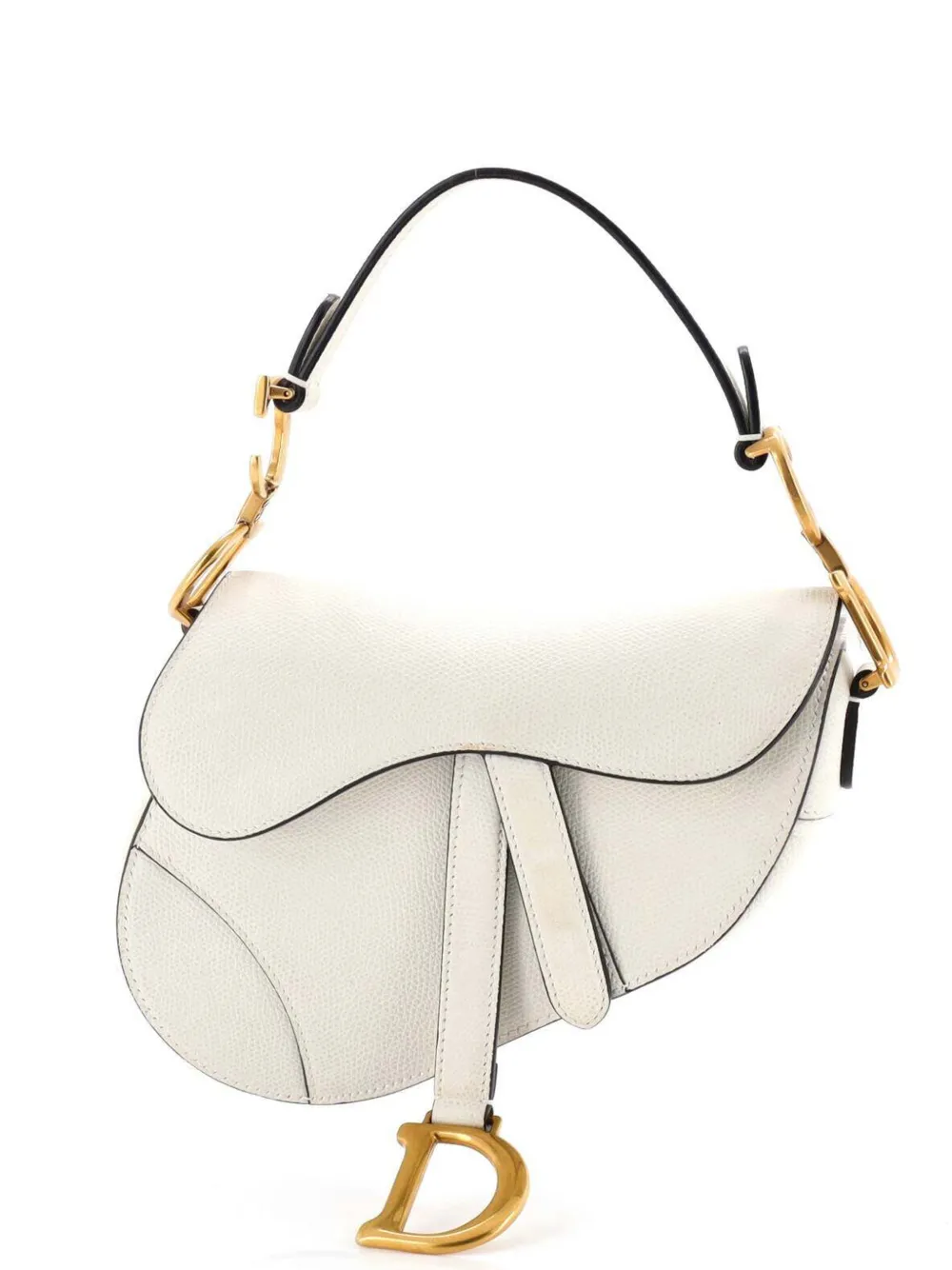 Christian Dior Pre-Owned Borsa a spalla Saddle mini in pelle - Bianco