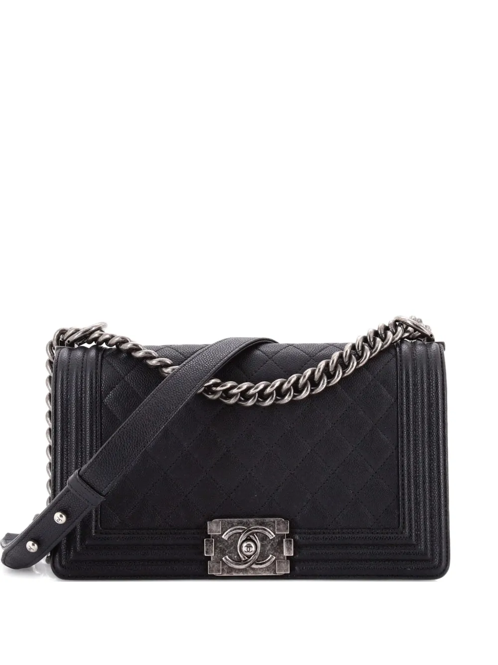 CHANEL Pre-Owned Boy Flap Bag Quilted Caviar Old Medium crossbody bag - Nero