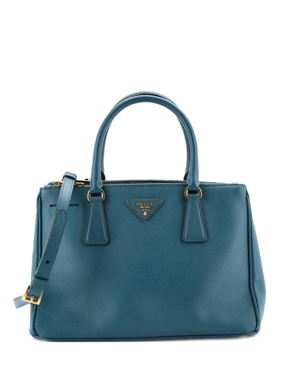 Prada Pre-Owned Double Zip Lux Saffiano Leather Small tote bag - Blu