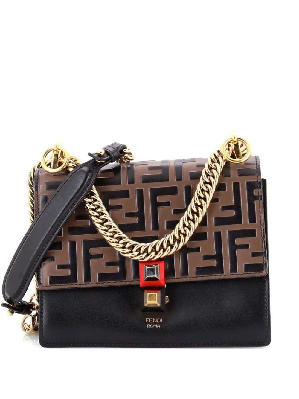 Fendi Pre-Owned Kan I Bag Zucca Embossed Leather Small shoulder bag - Marrone