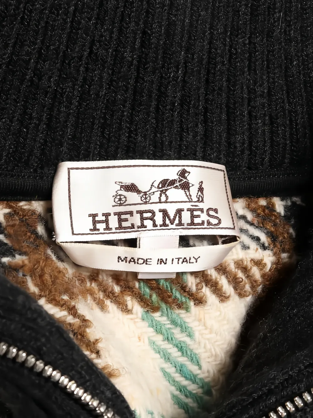 2010s Half-Zip Checked Top