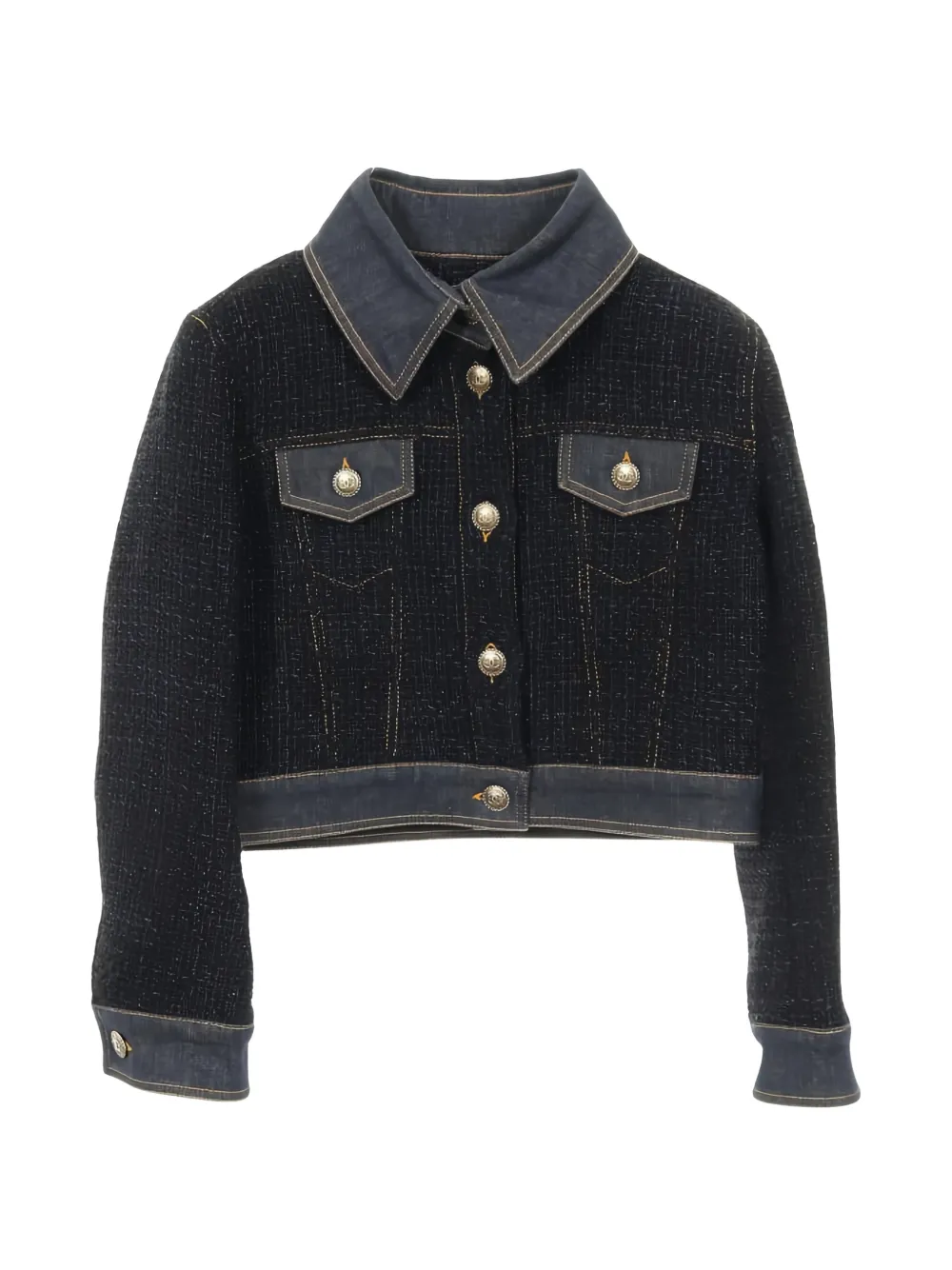 CHANEL Pre-Owned 1986~1988 Cocomark button tweed jacket - Blu