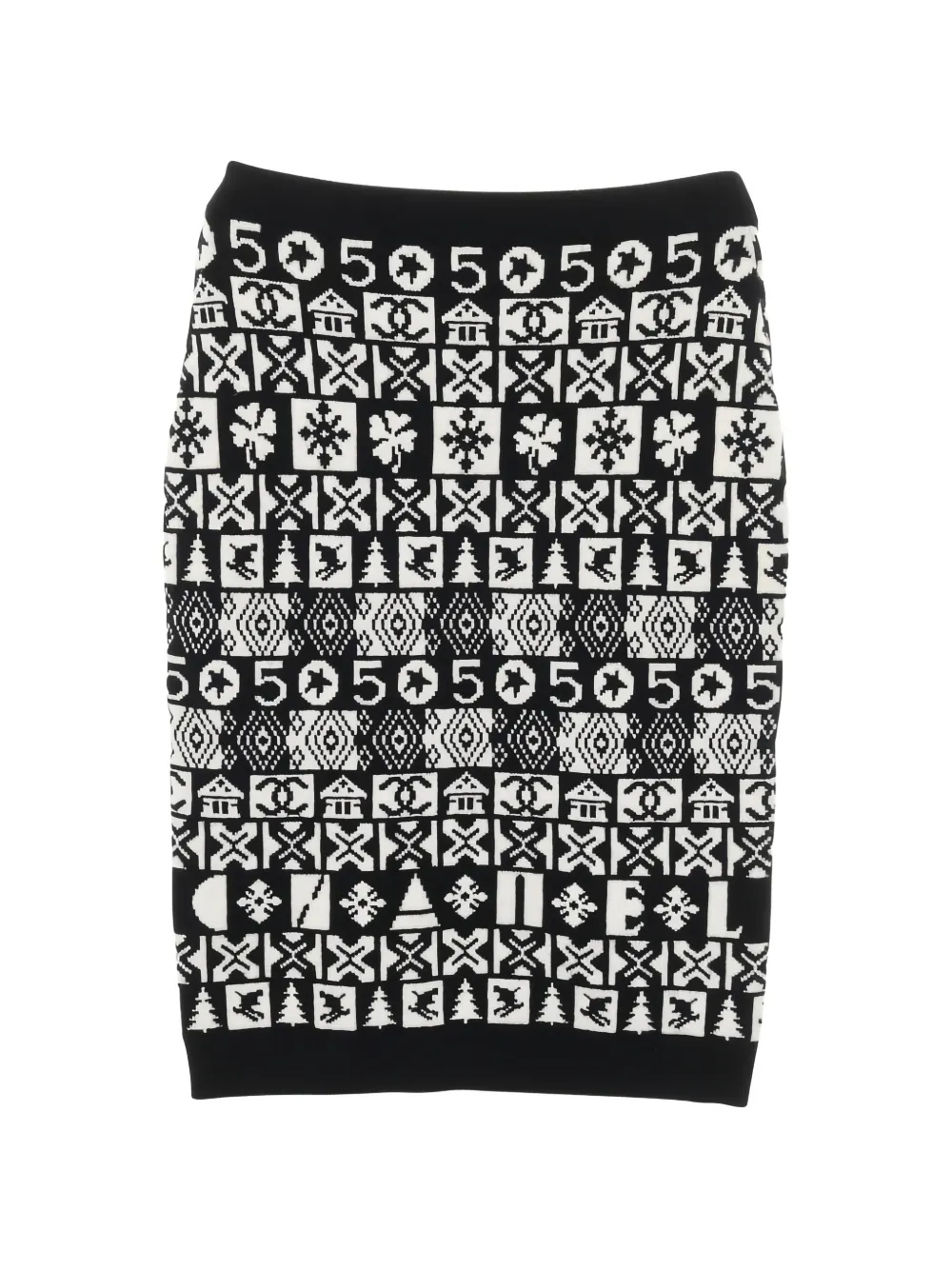 CHANEL Pre-Owned 1986-1988 Coco Mark all-over pattern knit mini skirt - Nero