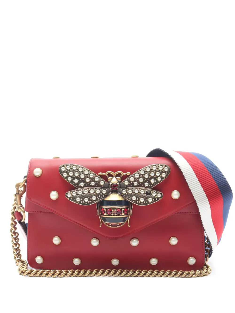 Gucci Pre-Owned 00s bee pearl shoulder bag - Rosso