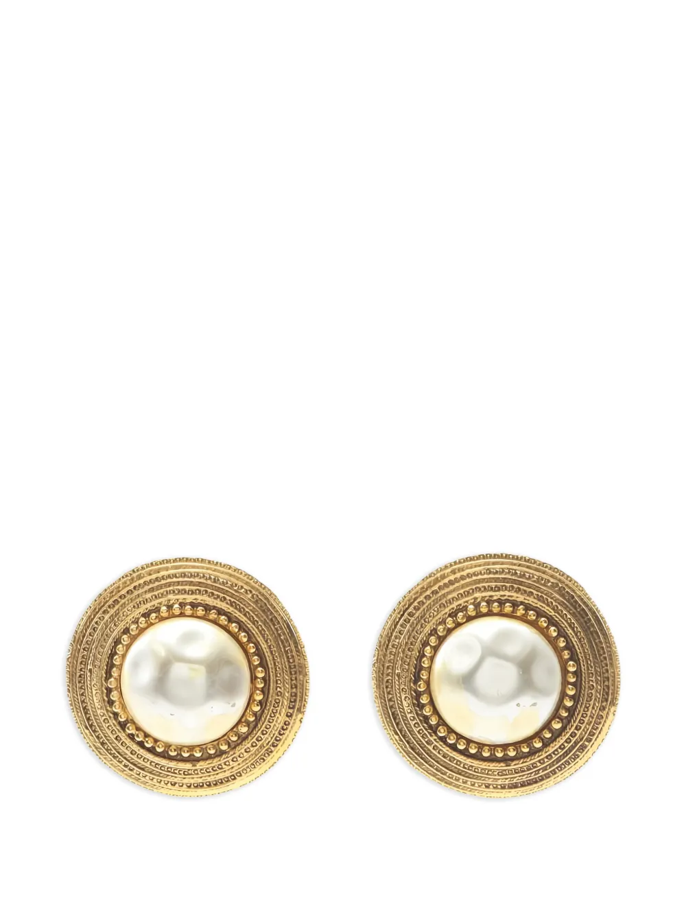 CHANEL Pre-Owned 1986-1988 pearl clip-on earrings - Oro