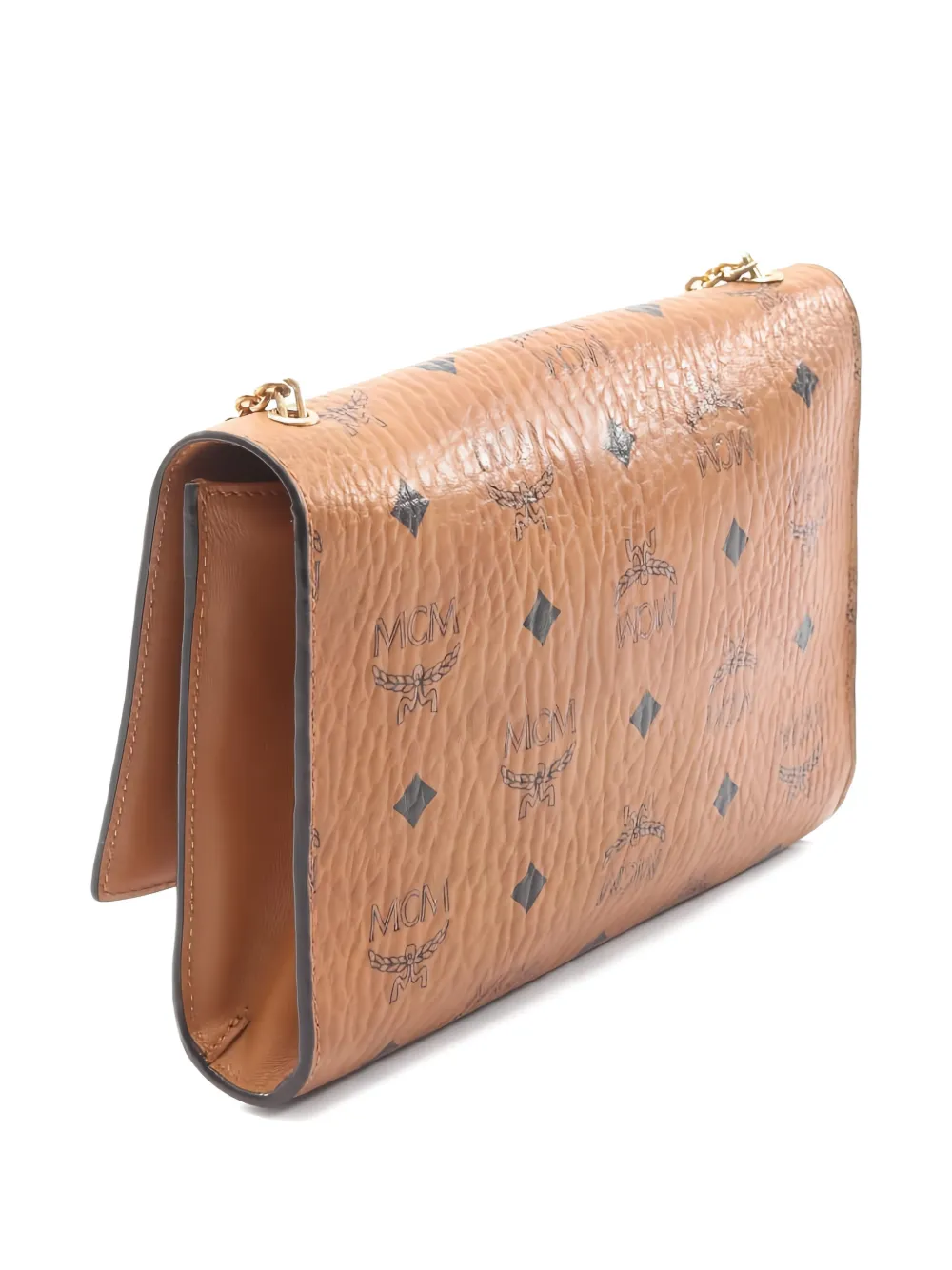  Mcm Pre-owned 2000s Bijou Studs Chain Cross Body Bag - Brown 