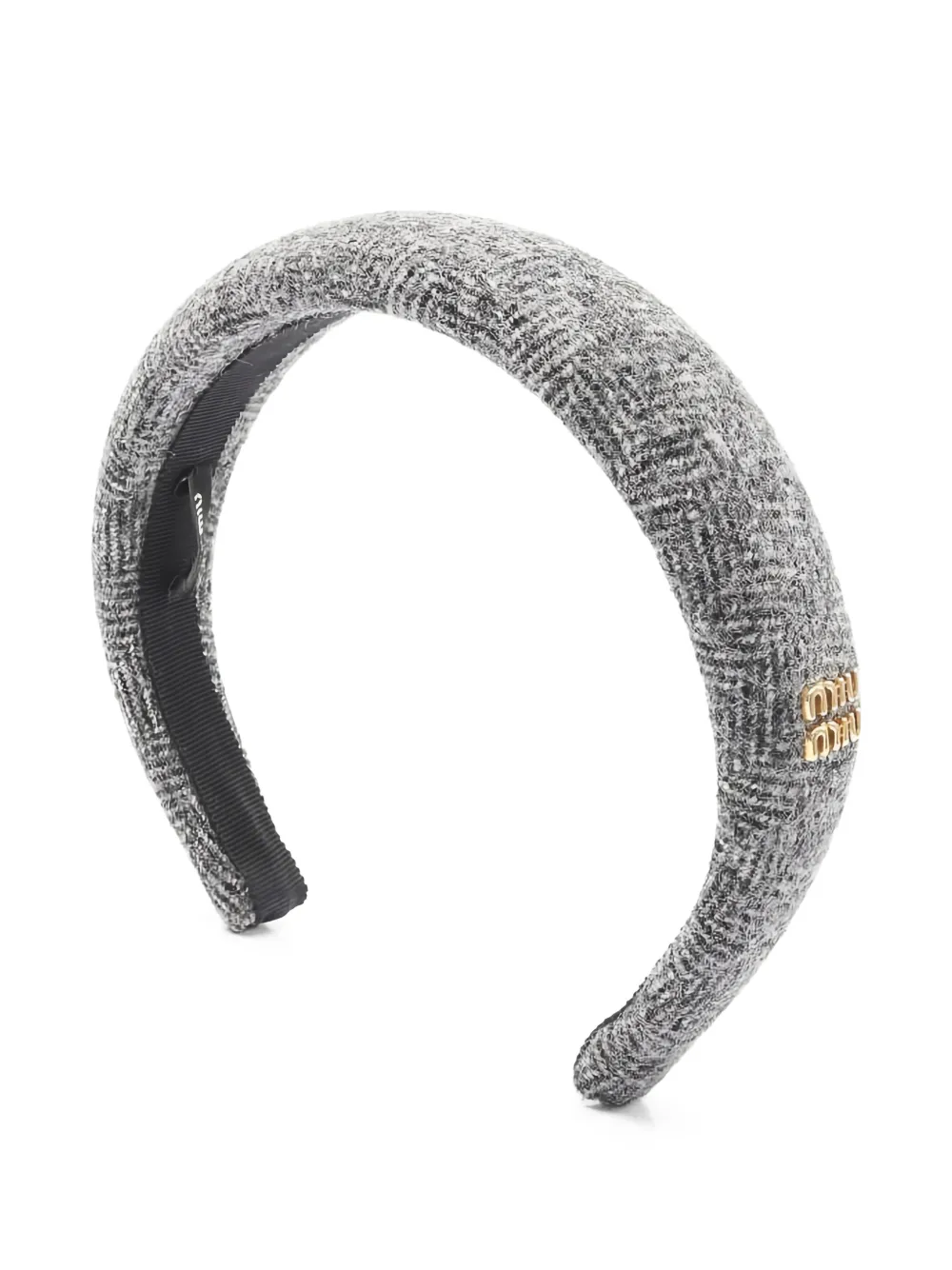 Miu Miu Pre-Owned tweed logo headband - Grigio