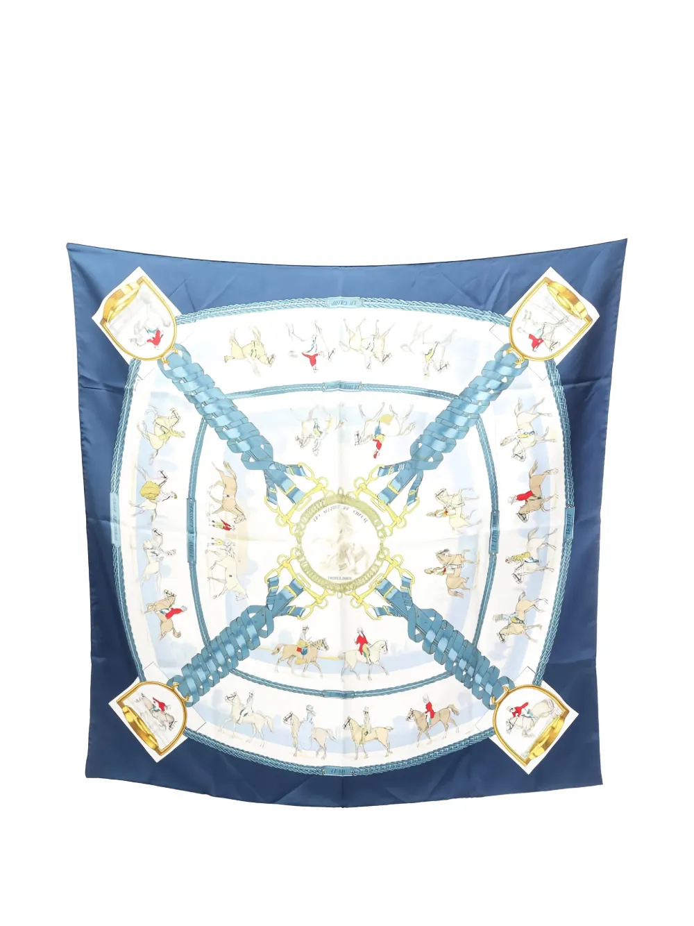 Hermès Pre-Owned 2000s 90 Equestrian silk scarf - Blu