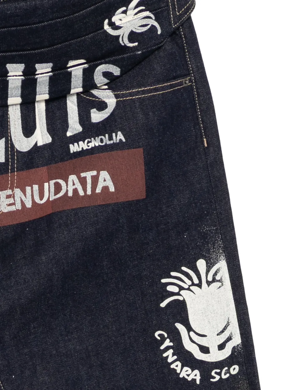  Croquis Vaqueros Con Logo Estampado - Azul 