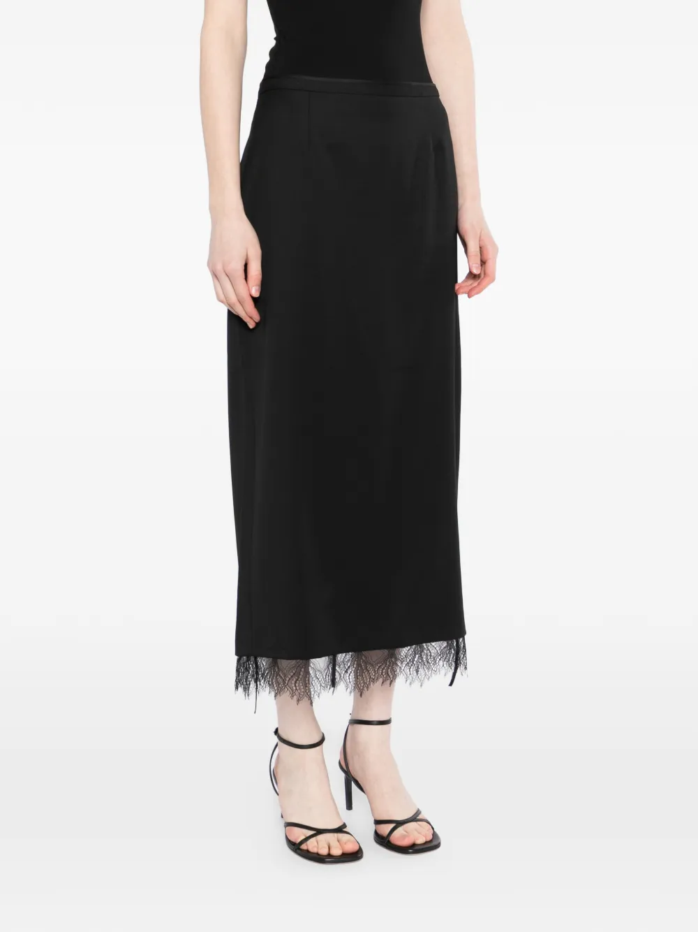 Lace-Trim Midi Skirt
