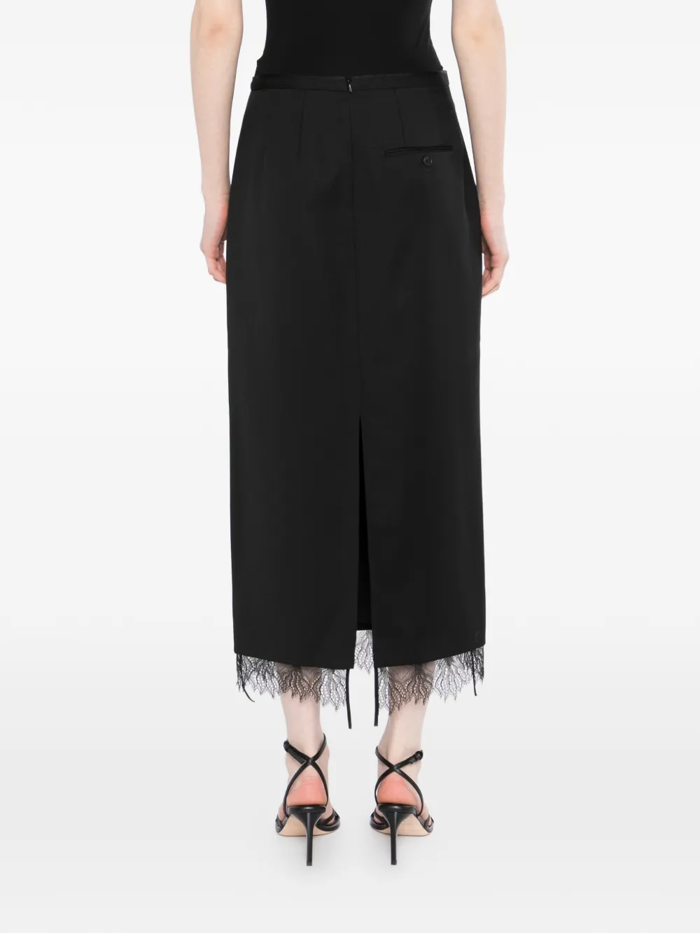 Lace-Trim Midi Skirt