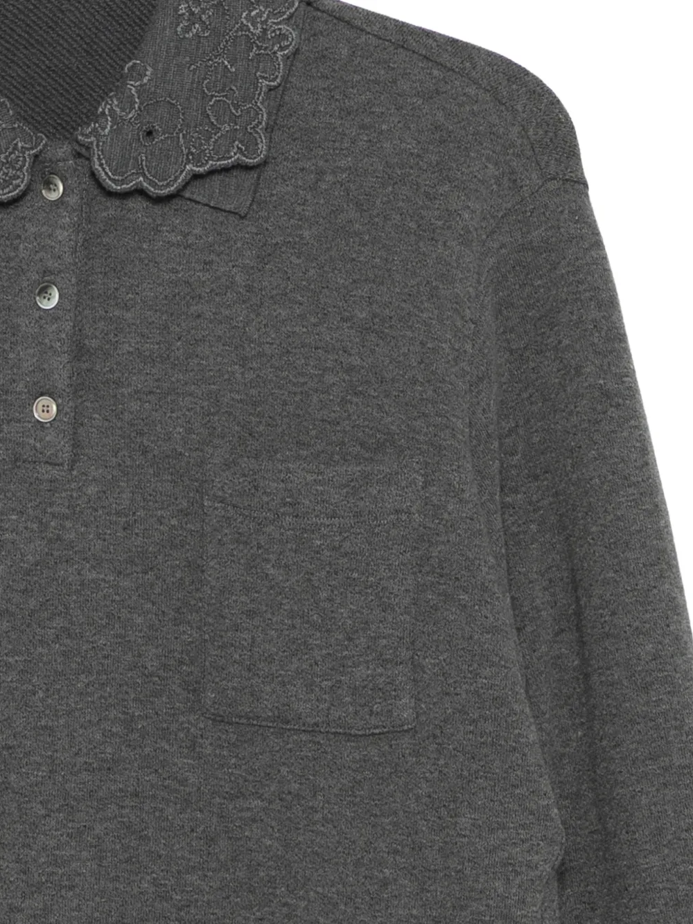  Jnby Lace-collar Sweater - Grey 