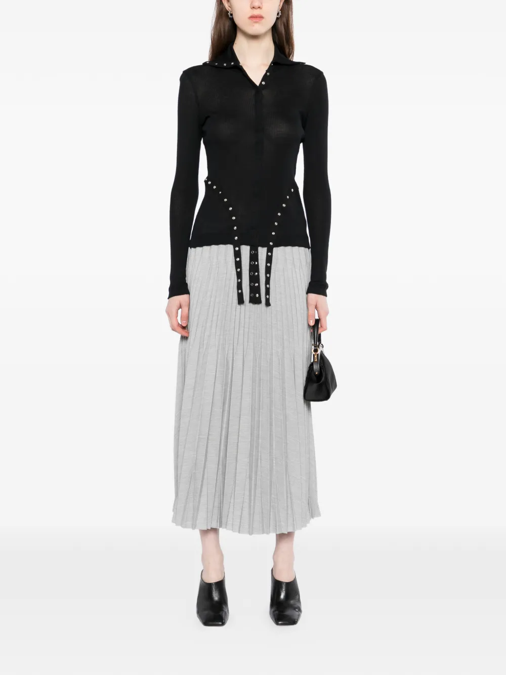  Jnby Pleated Midi Skirt - Grey 