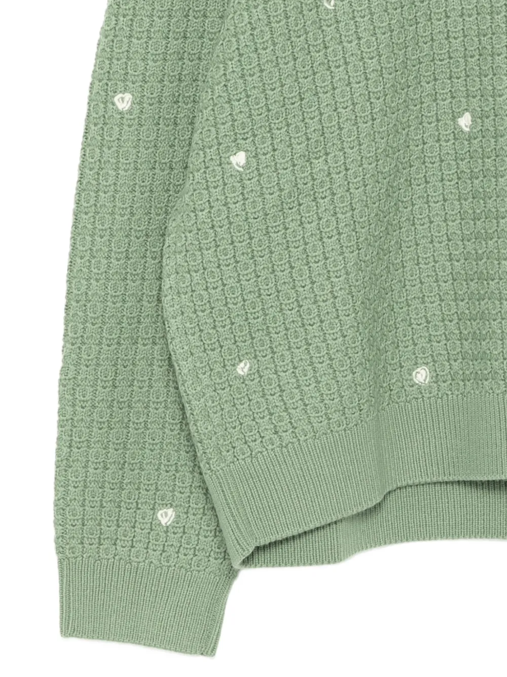  Croquis Heart-embroidered Sweater - Green 