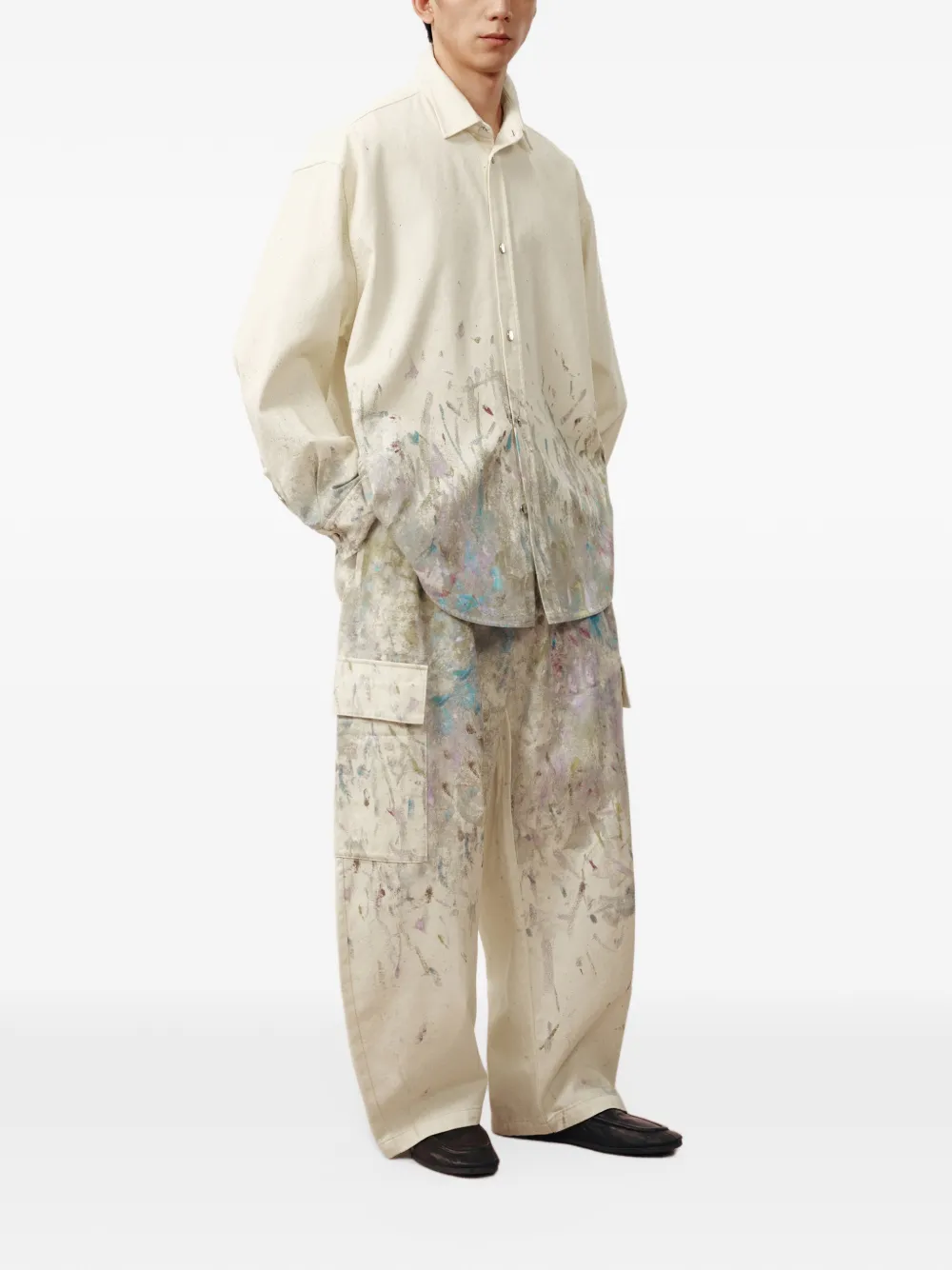 CROQUIS Denim overhemd met print Beige