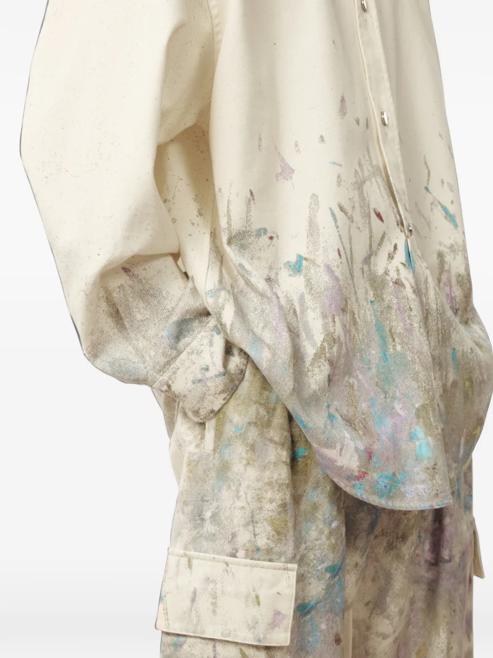 CROQUIS Denim overhemd met print Beige