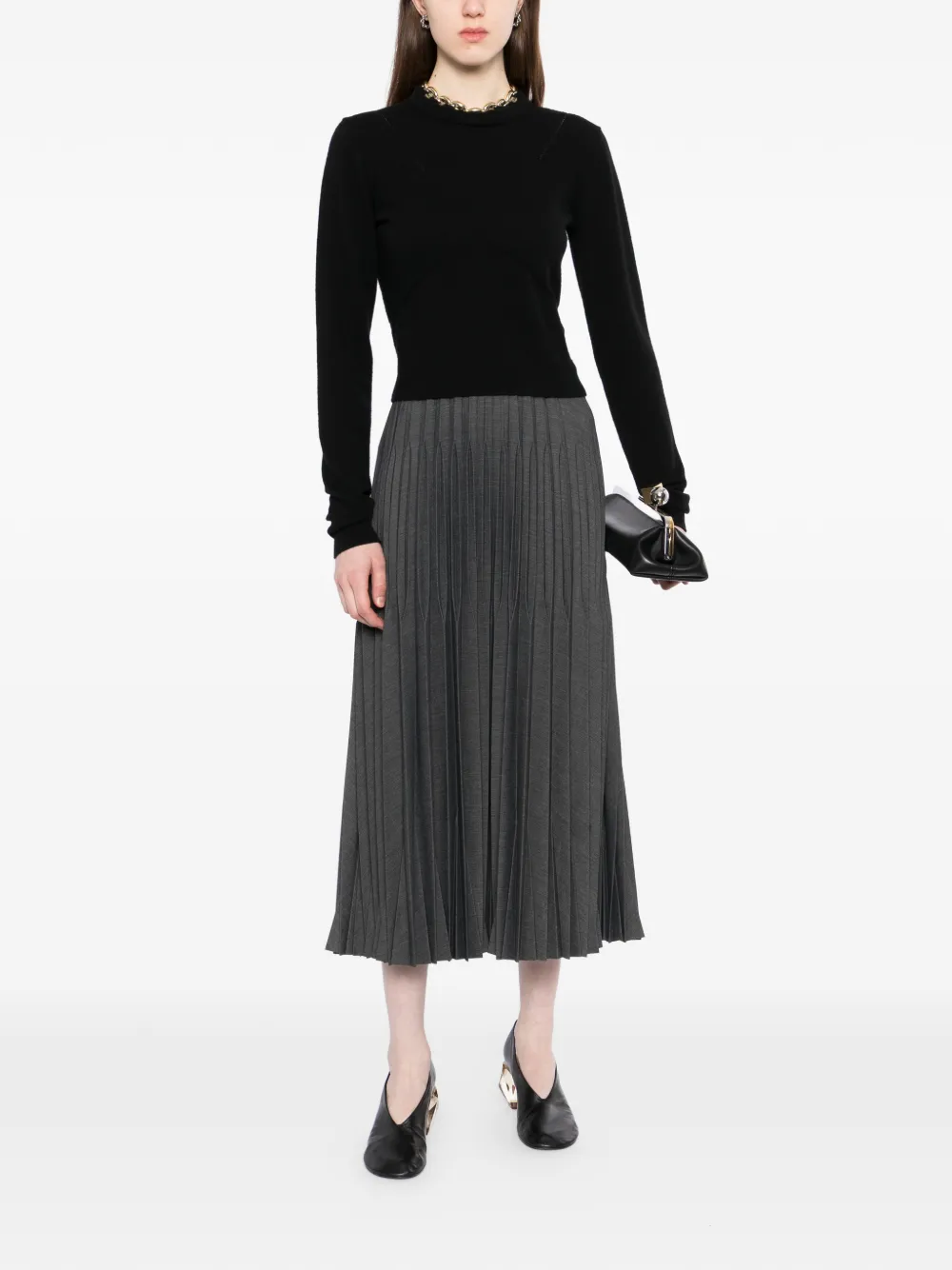  Jnby Pleated Midi Skirt - Grey 