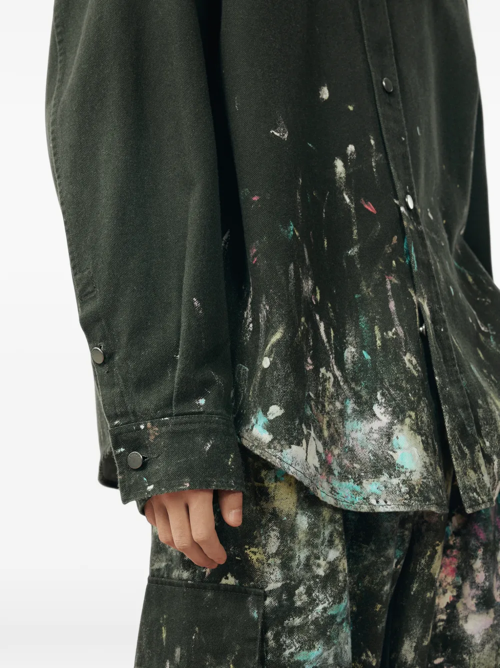CROQUIS Denim overhemd met print Zwart