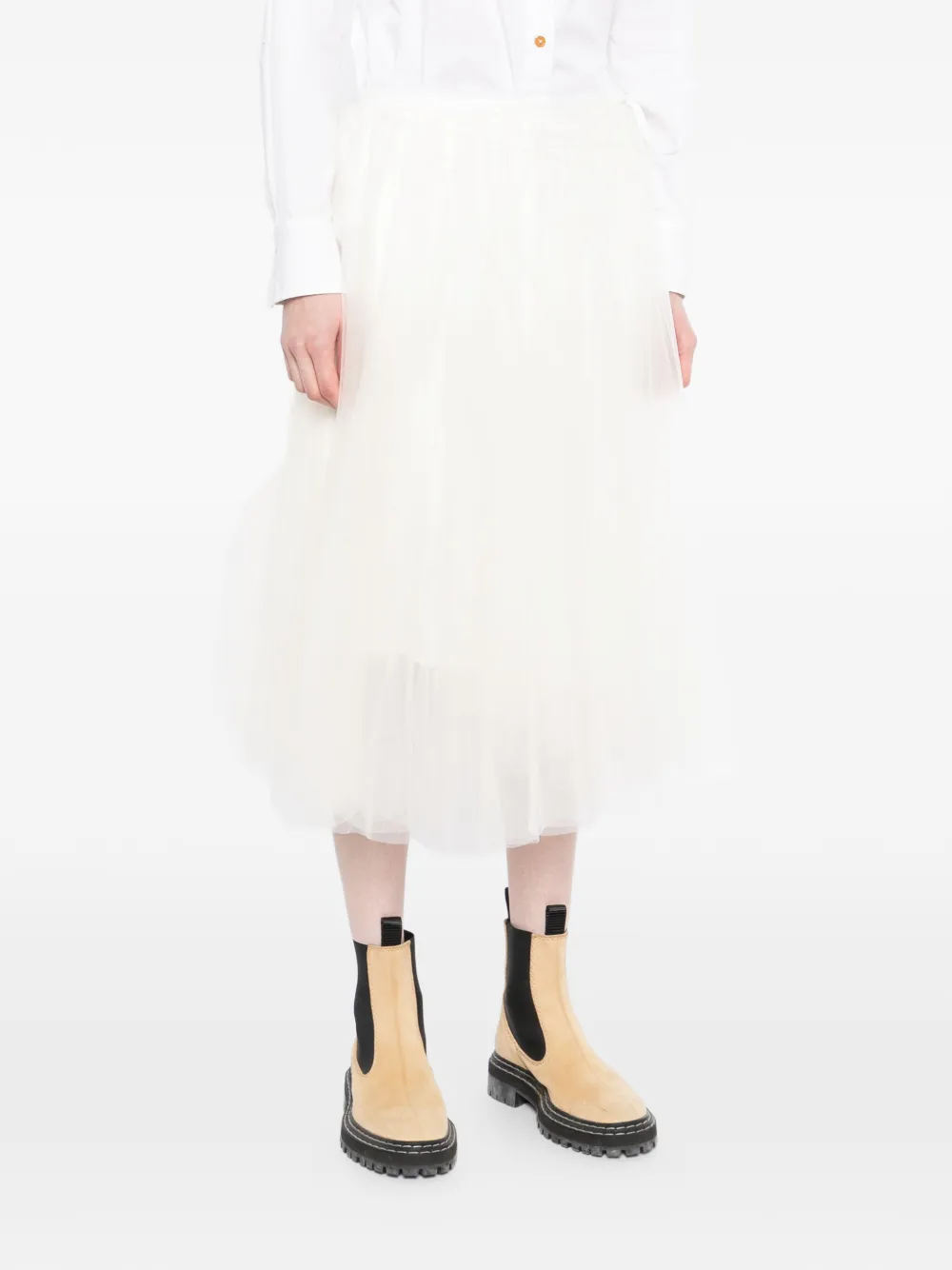  Jnby Pleated Midi Skirt - White 