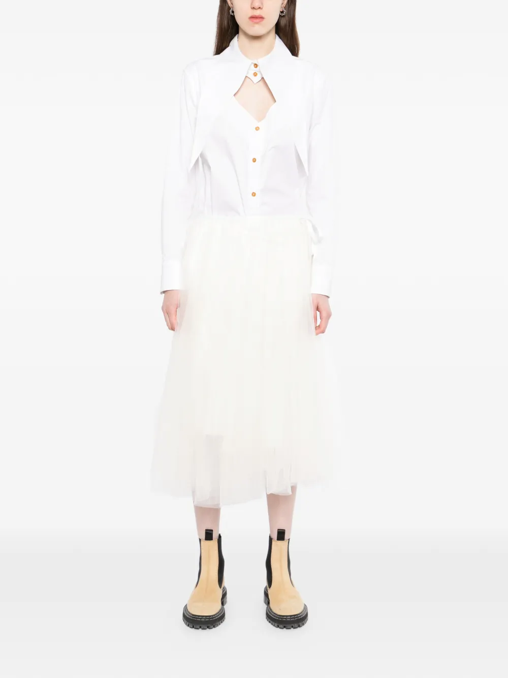  Jnby Pleated Midi Skirt - White 