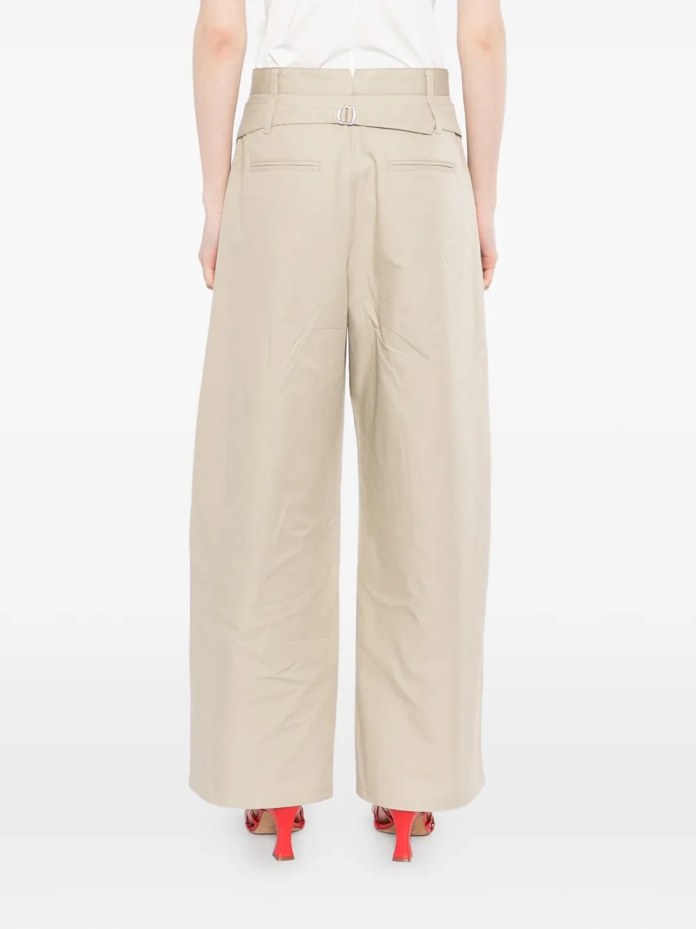 LESS Katoenen broek met wijde pijpen Beige