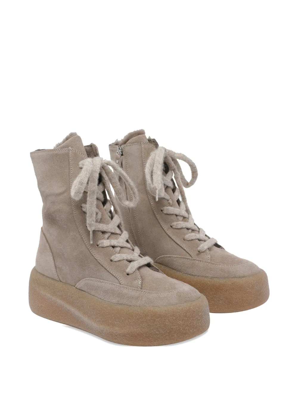 Vic Matie round-toe lace-up boots Beige