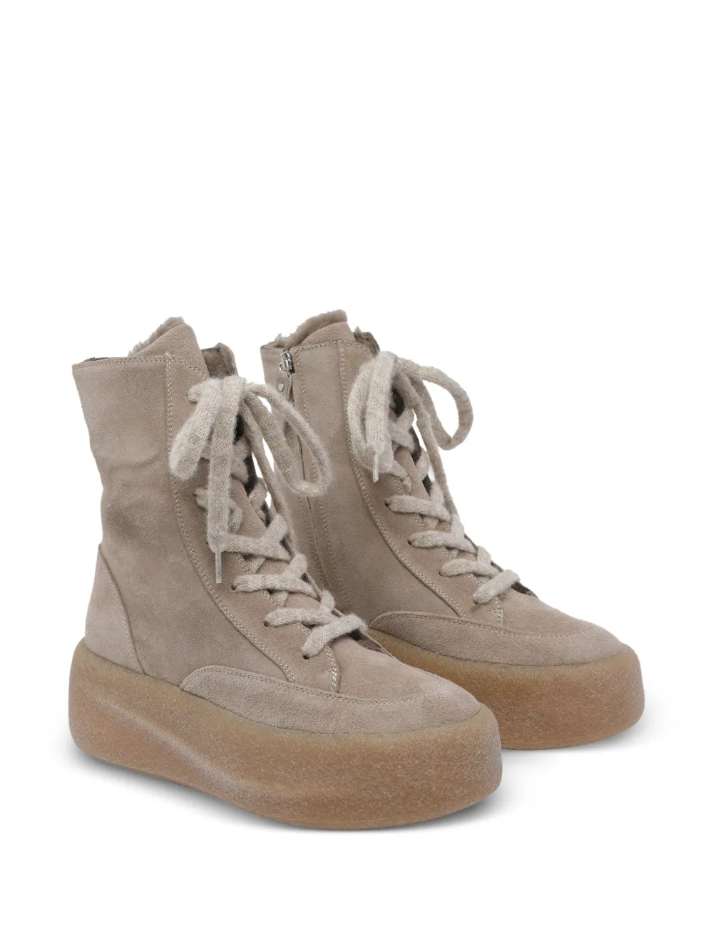 Vic Matie Veterlaarzen met ronde neus Beige