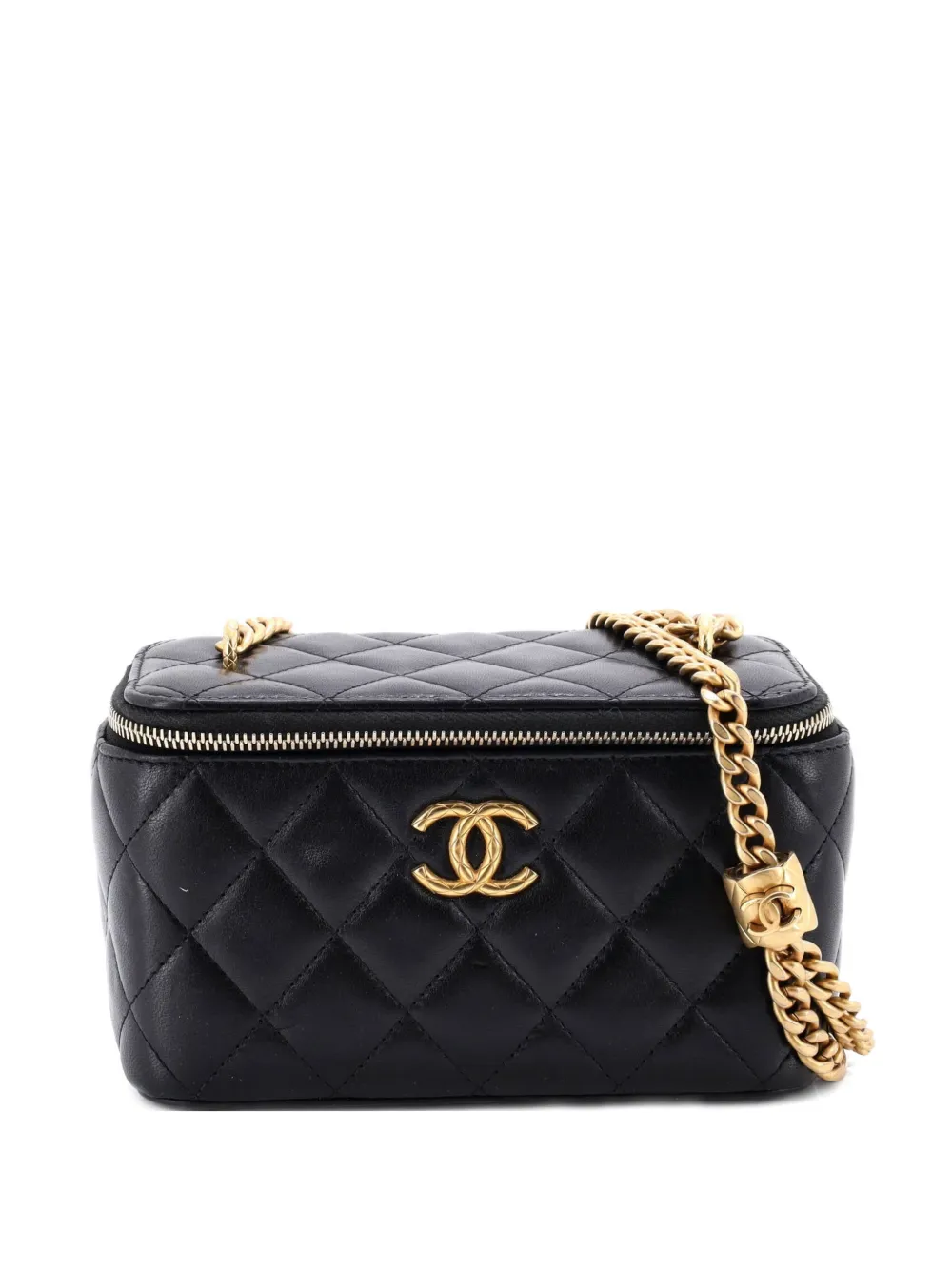 CHANEL Pre-Owned All Slide Long Vanity Case with Chain Quilted Lambskin Small crossbody bag - Nero